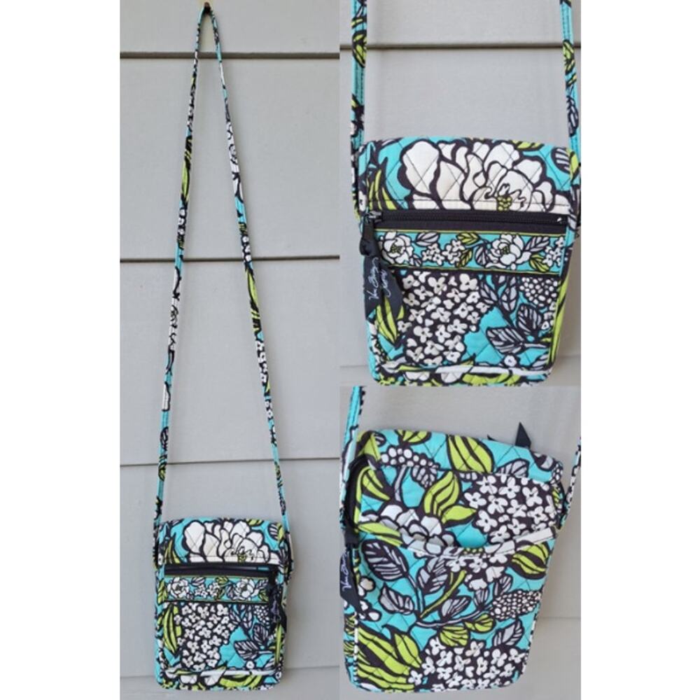 Vera Bradley Island Bloom Cross Body Small Bag Travel Passport Flip Turquoise